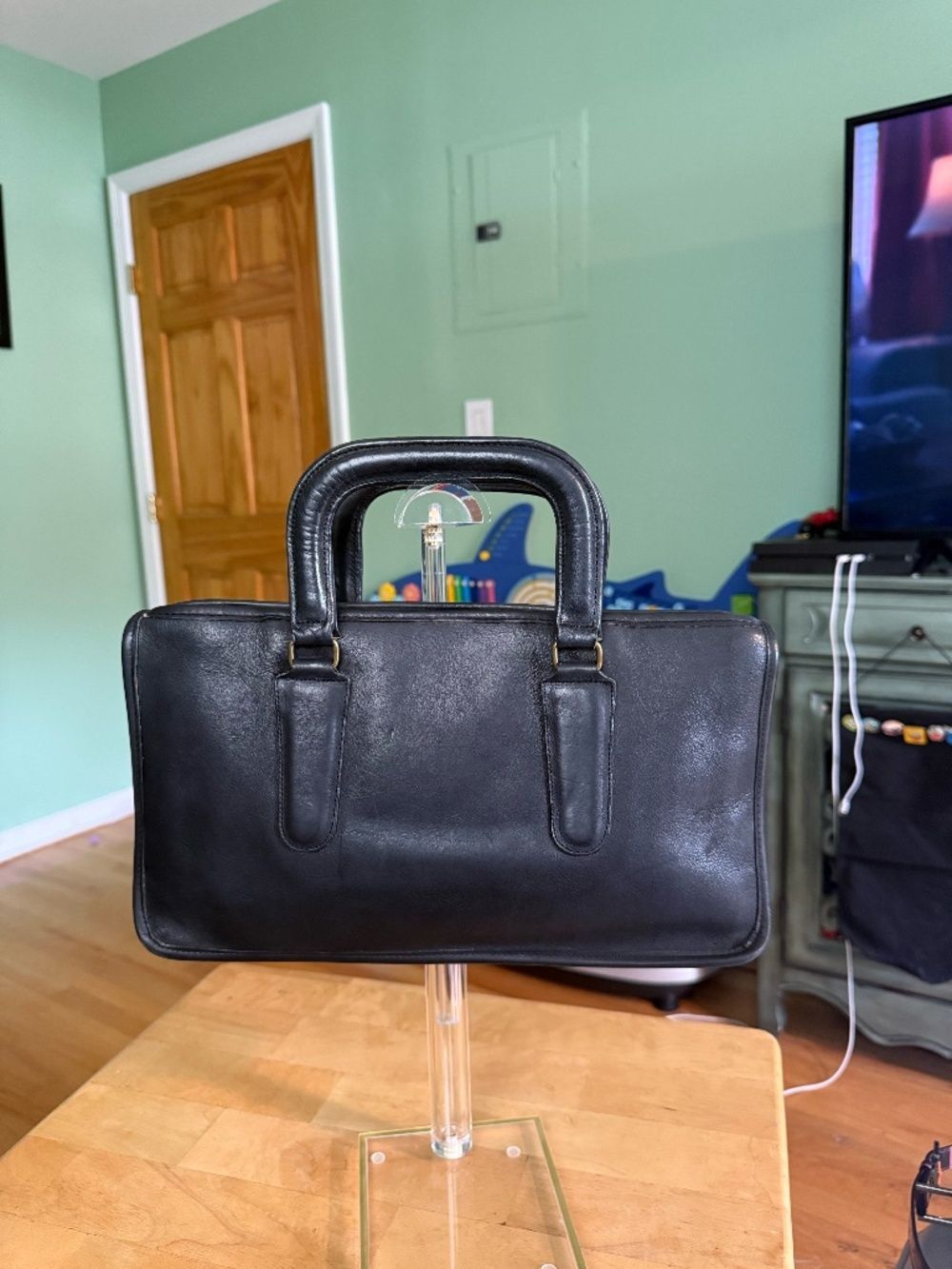 Coach Bonnie Cashin Black Leather Slim Satchel Briefcase Handbag Vintage 70's